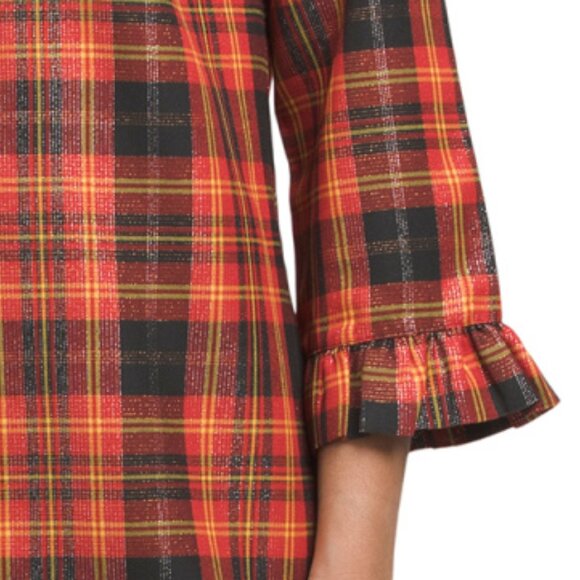 DRAPER JAMES Jessie Shimmer Plaid Mini Shift Dress - Picture 3 of 3